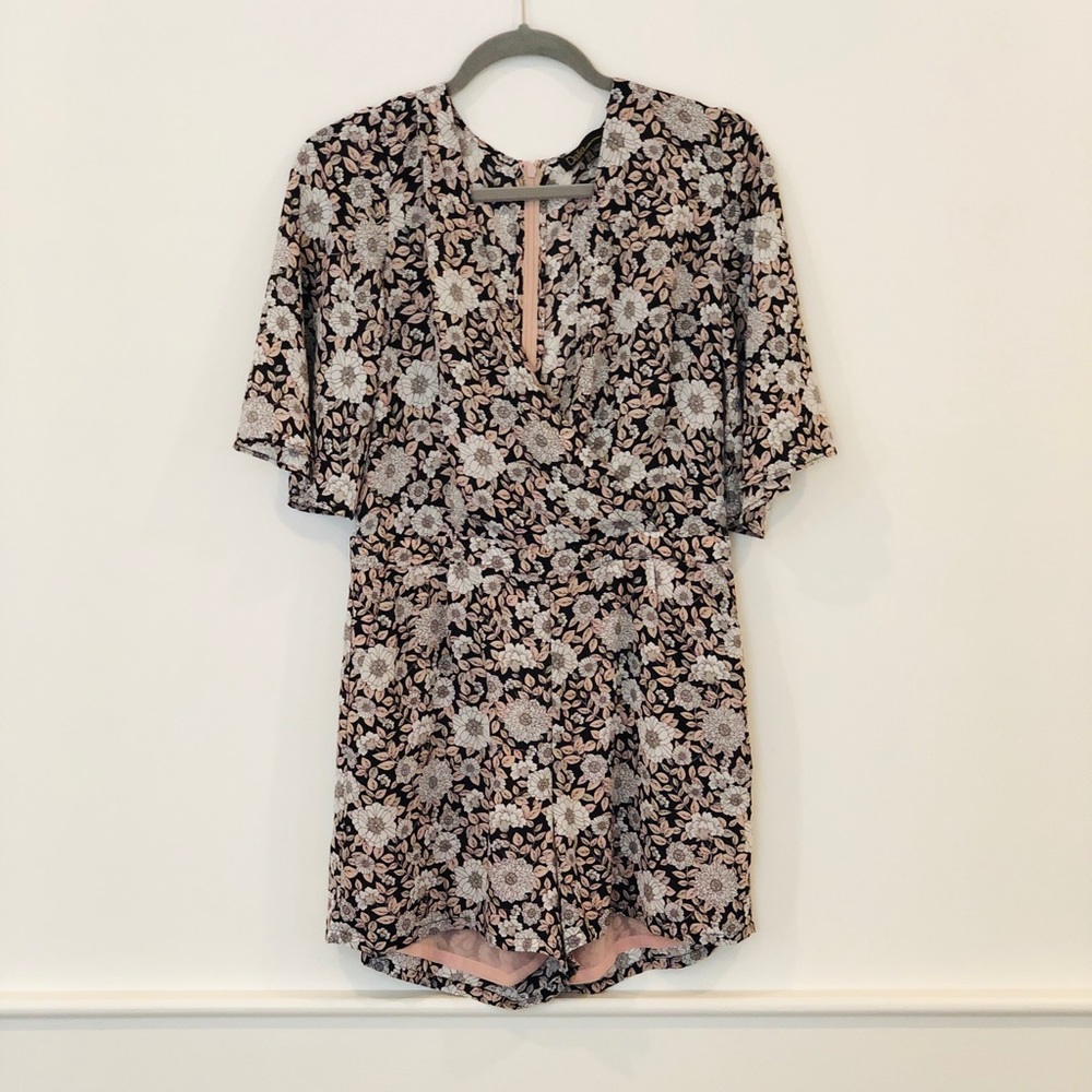 Black and pale pink floral romper